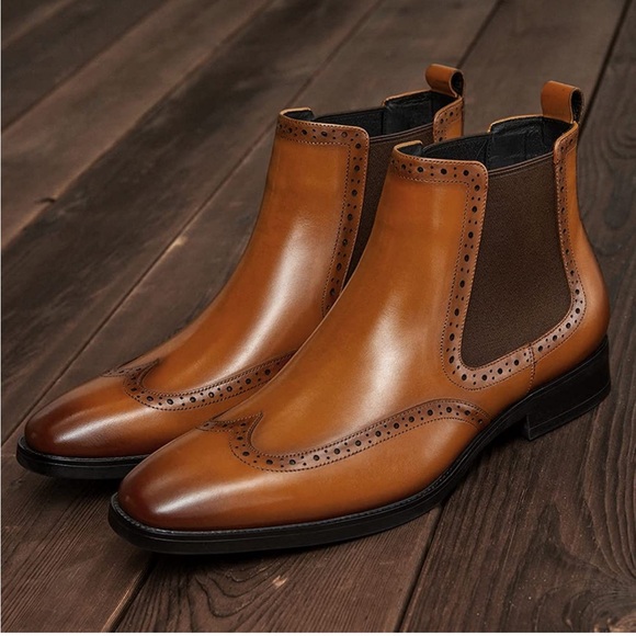 BRAND NEW MENS STYLISH BROWN FALL CHELSEA BOOTS NWT - Picture 3 of 7